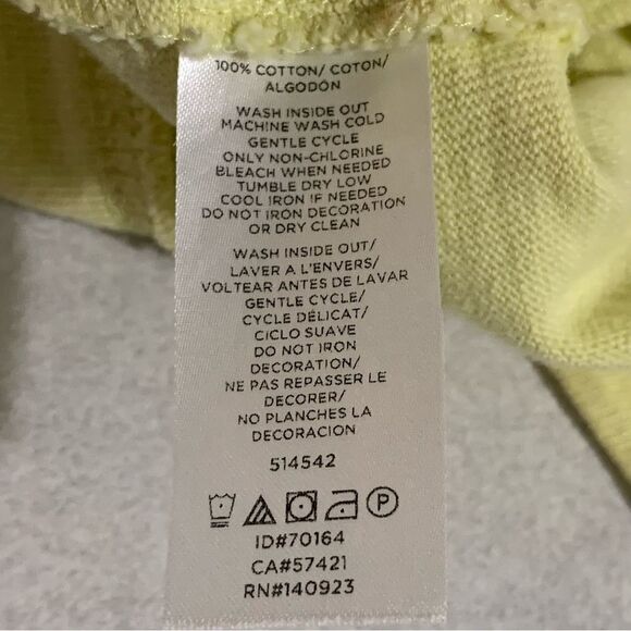 LOFT Top Women’s XL Lime Yellow Round Neck Elbow Sleeve Embroidered. - Picture 8 of 12